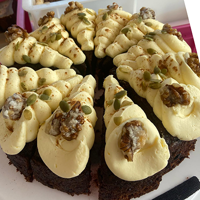 Carrot cake Carrot cake on stall at Wells and Castle Cary Markets