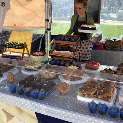 Cakes stall at Wells and Castle Cary Markets